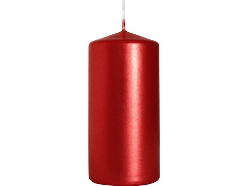 Svíčka válec, 50-100mm, metalická, červená