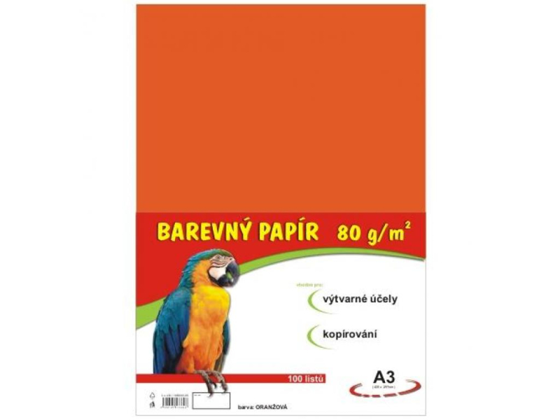 Barevný papír A3, oranžová, 100 listů