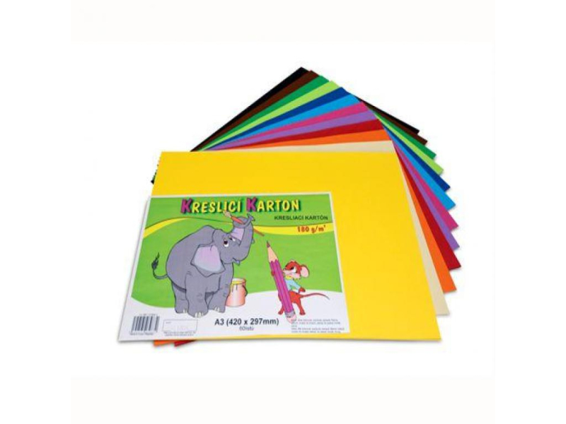 Kreslící karton A3, 12 barev, 60 listů