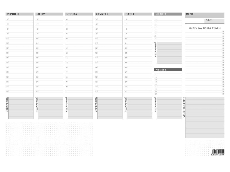 Mapa A3 plánovací týdenní 30 listů