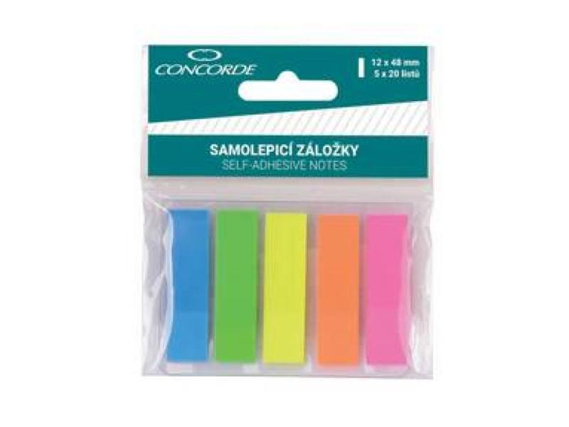 Záložky samolepící 5barevx20listů 12x48mm