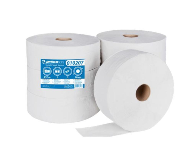 Toaletní papír Jumbo, průměr 280 mm, 2 vrstvý, 75% belost