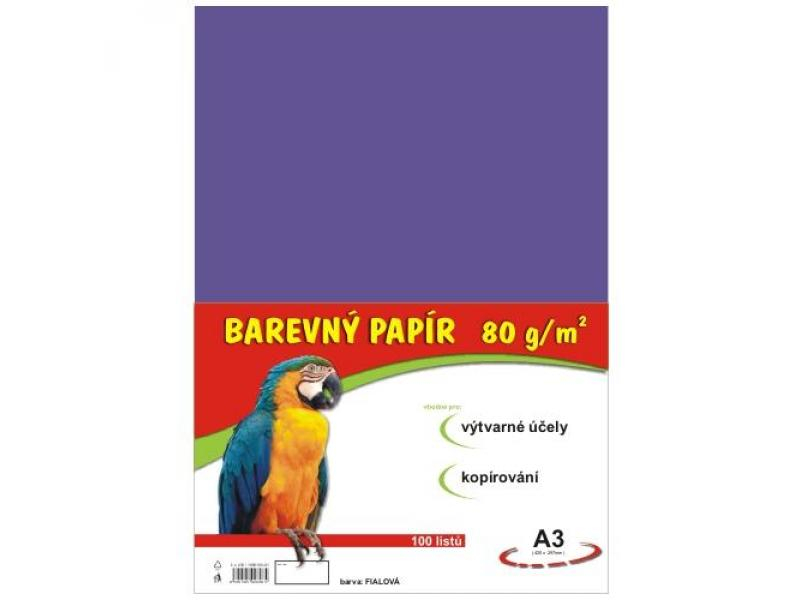 Barevný papír A3, fialová, 100 listů