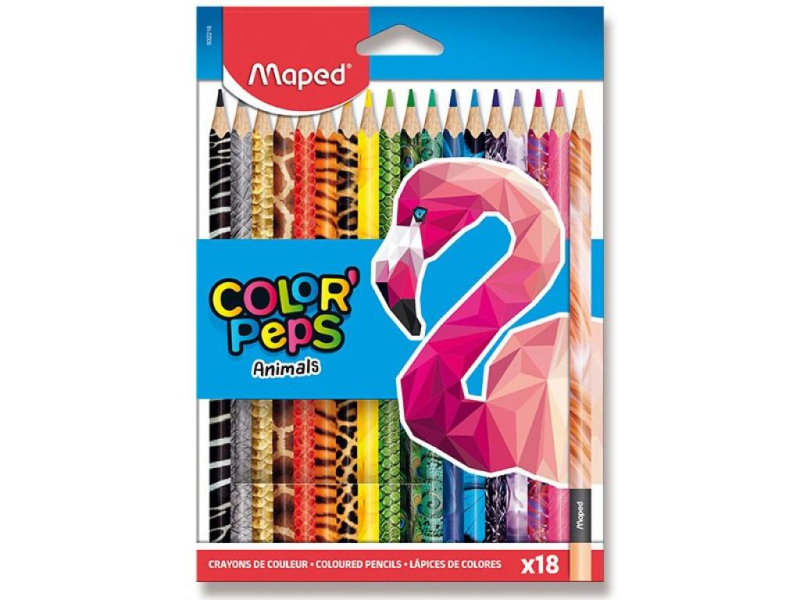 Pastelky Maped, trojhranné, Color´Peps, 18 kusů, Animals