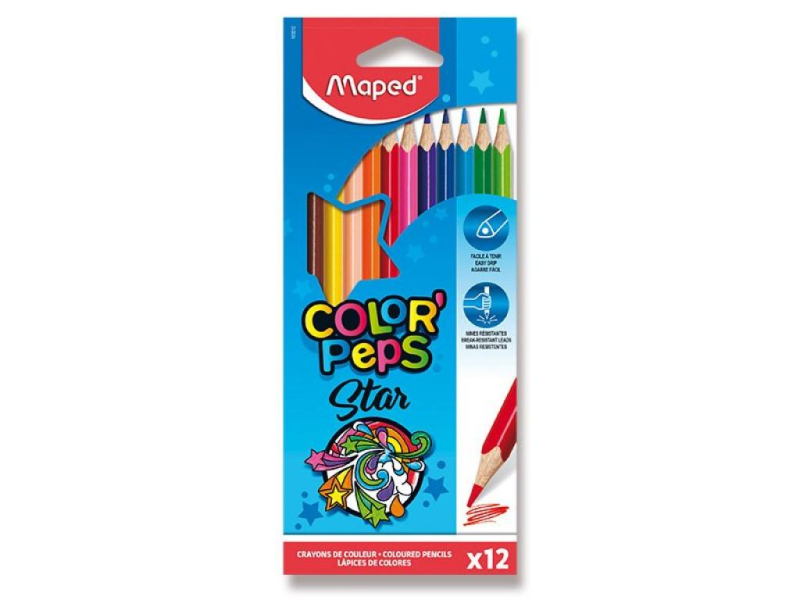 Pastelky Maped, trojhranné, Color´Peps, 12 kusů