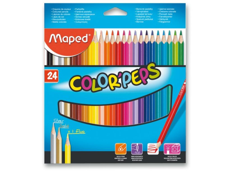 Pastelky Maped, trojhranné, Color´Peps, 24 kusů