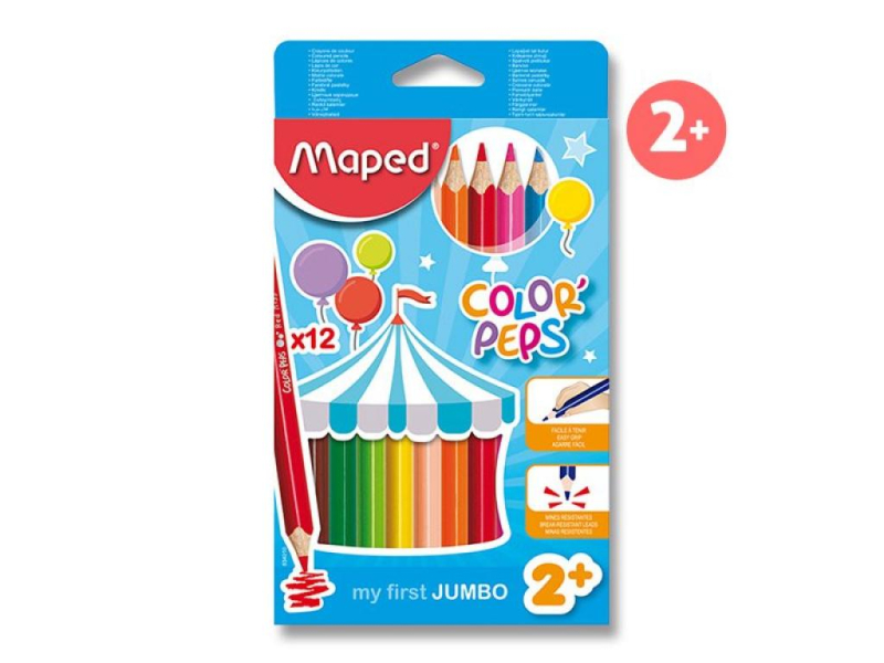 Pastelky Maped, trojhranné, Color´Peps, Jumbo, 12 kusů