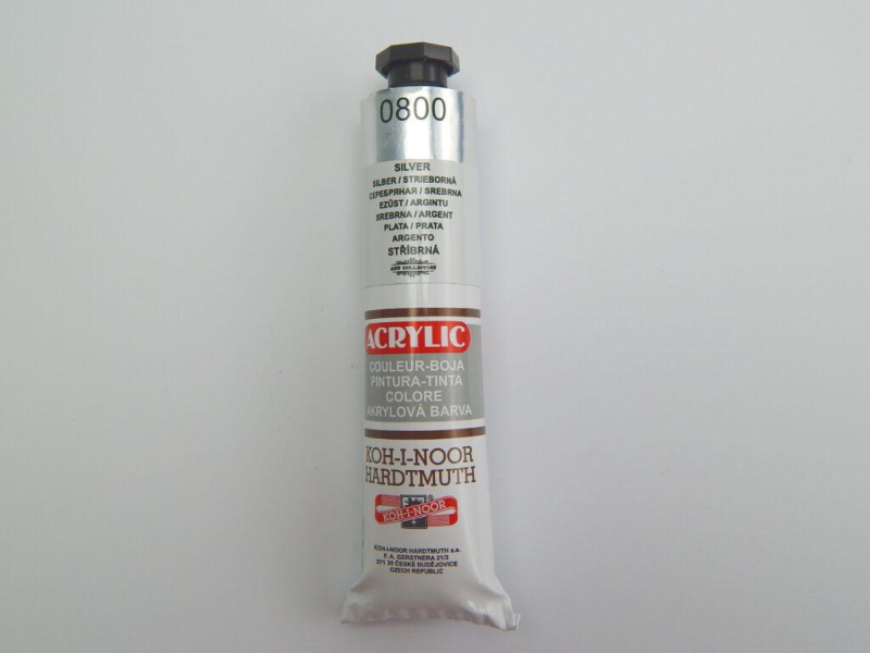 Akrylová barva, 40 ml, Kohinoor, stříbrná