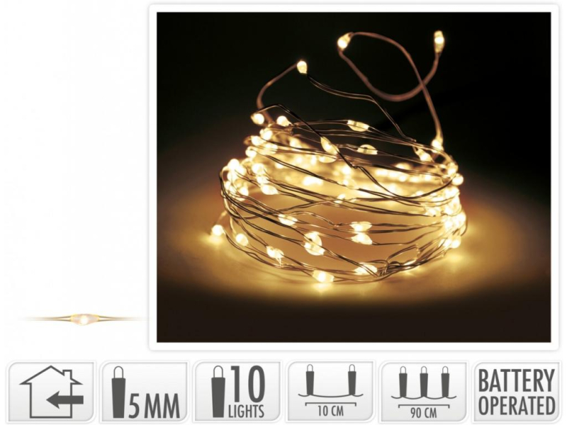 Elektrické osvětlení, 100cm, 10 LED, teplá bílá