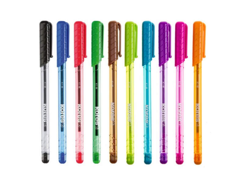 Kuličková tužka, jednorázová, Kores, K1,sada 10 barev