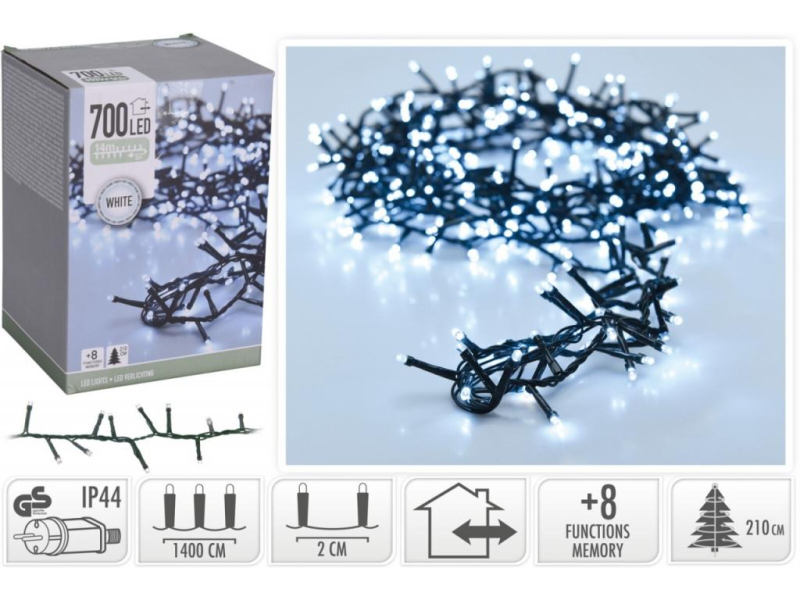 Elektrické osvětlení, 1400cm, 700 LED, studená bílá, venkovní