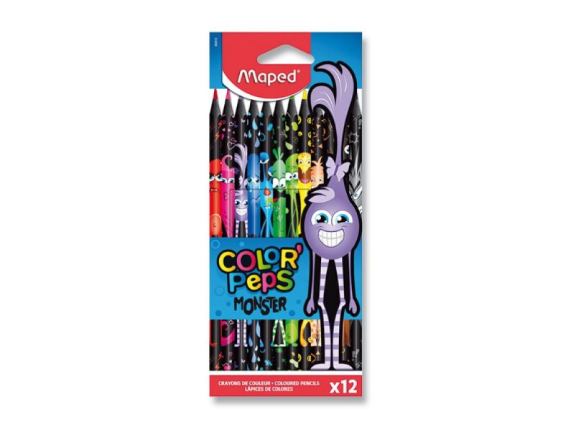 Pastelky Maped, trojhranné, Color´Peps, 12 kusů, Monster