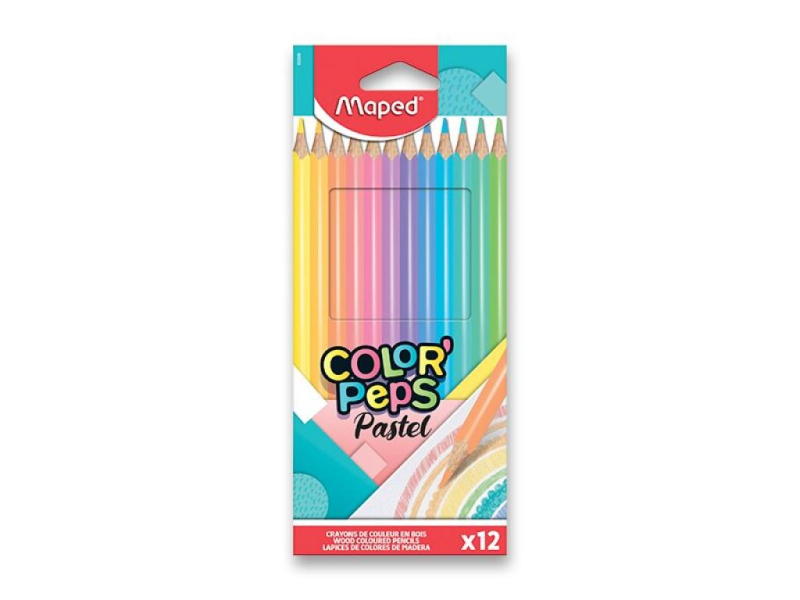 Pastelky Maped, trojhranné, Color´Peps, Pastelové, 12 kusů