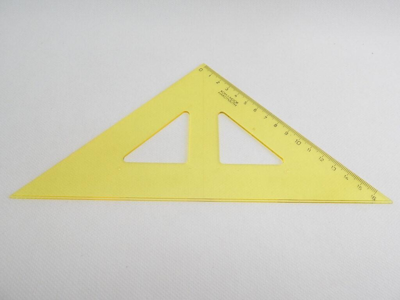 Pravítko, trojúhelník 45-177 s kolmicí, žluté