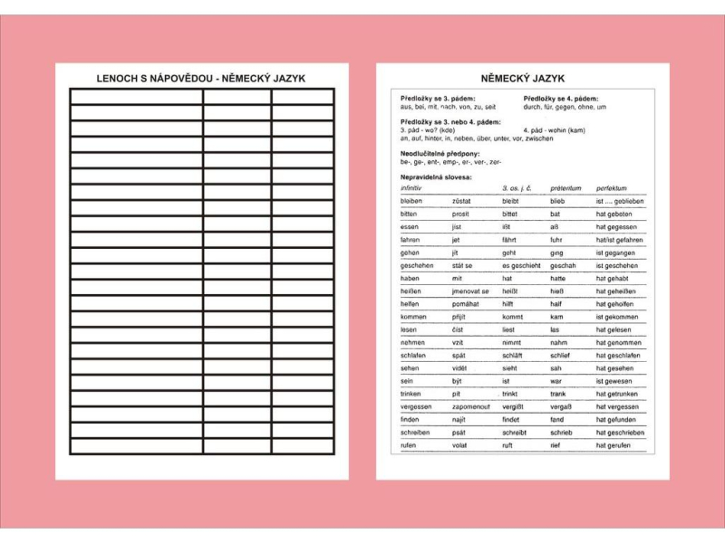 Podložka A5 PVC, linka-němčina