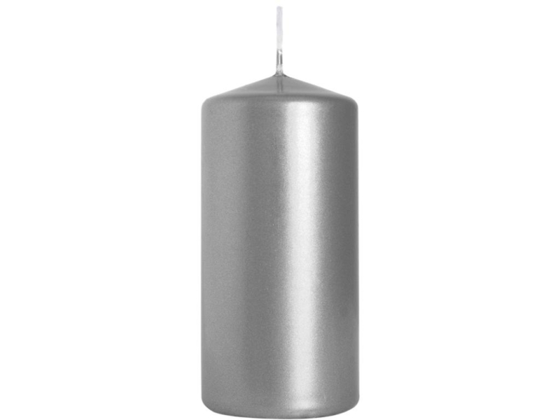 Svíčka válec, 50-100mm, metalická, stříbrná