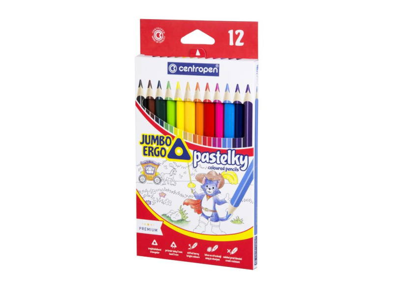 Pastelky Centropen, trojhranné, Jumbo, 12 kusů