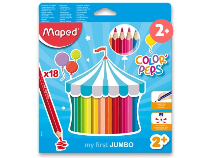 Pastelky Maped, trojhranné, Color´Peps, Jumbo, 18 kusů