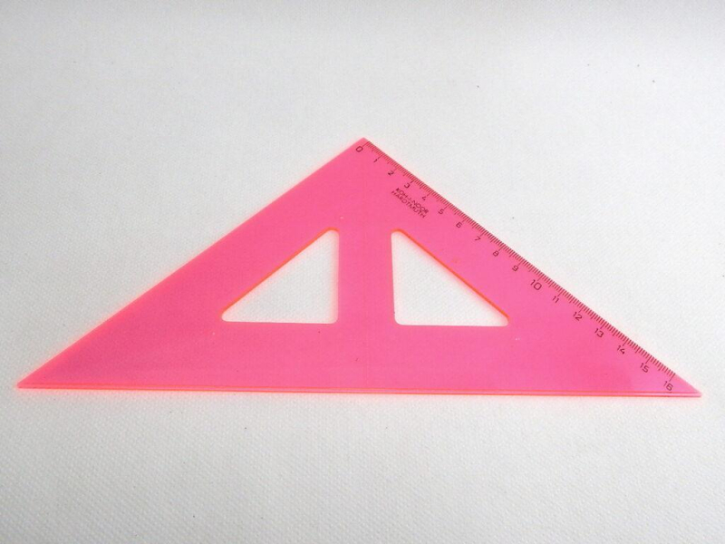Pravítko, trojúhelník 45-177 s kolmicí, růžové