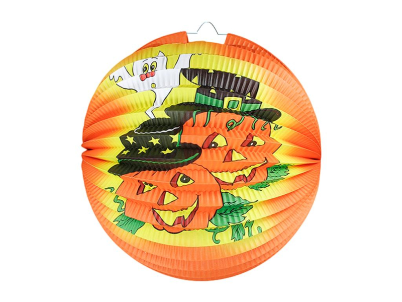 Lampion Halloween koule 25 cm, oranžová