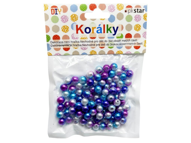 Korálky 8mm, 25g, metalické