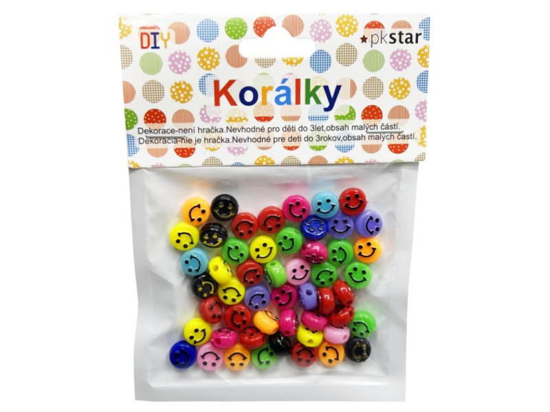 Korálky smajlík, 10mm, 15g