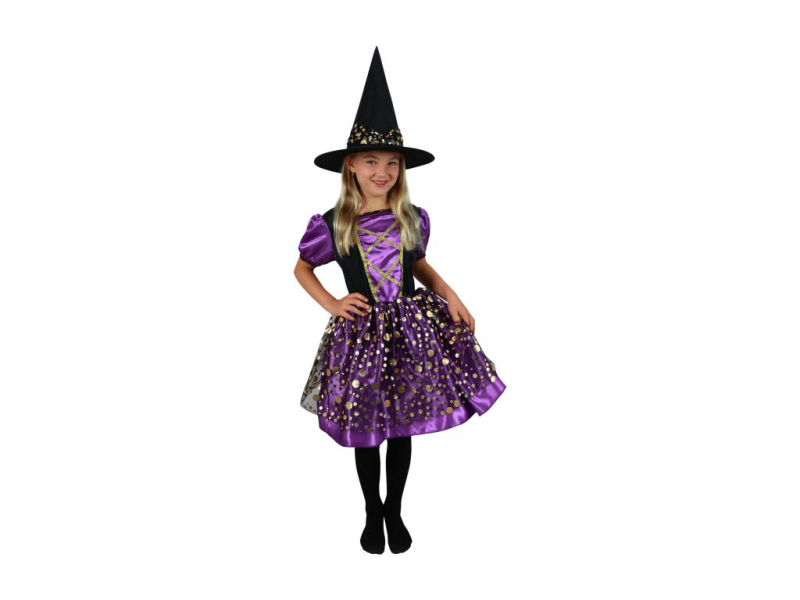 Kostým čarodějnice s kloboukem fialovo černá