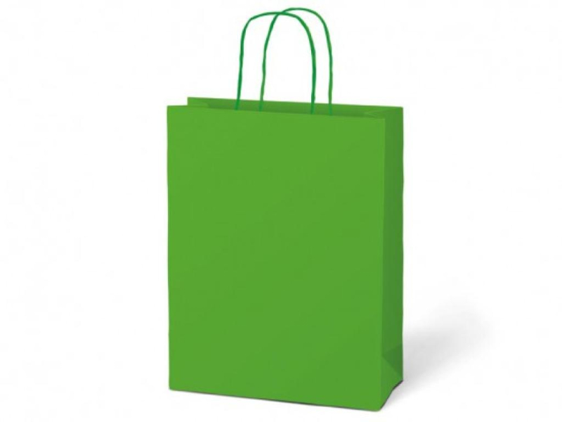 Taška dárková papírová kraft zelená 26 x 32 cm