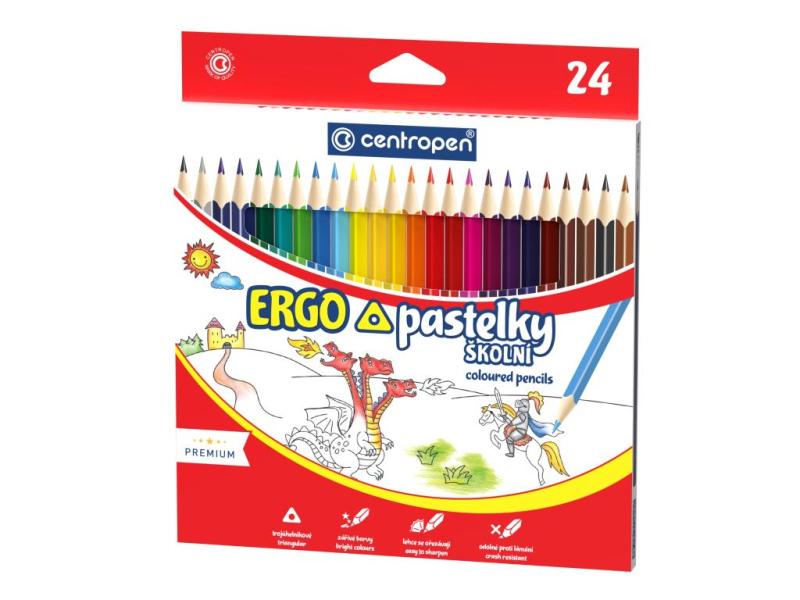 Pastelky Centropen, trojhranné, 24 kusů