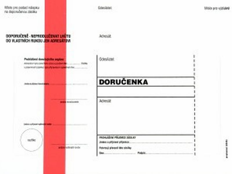 Doručenka C5, správní řád, červený pruh