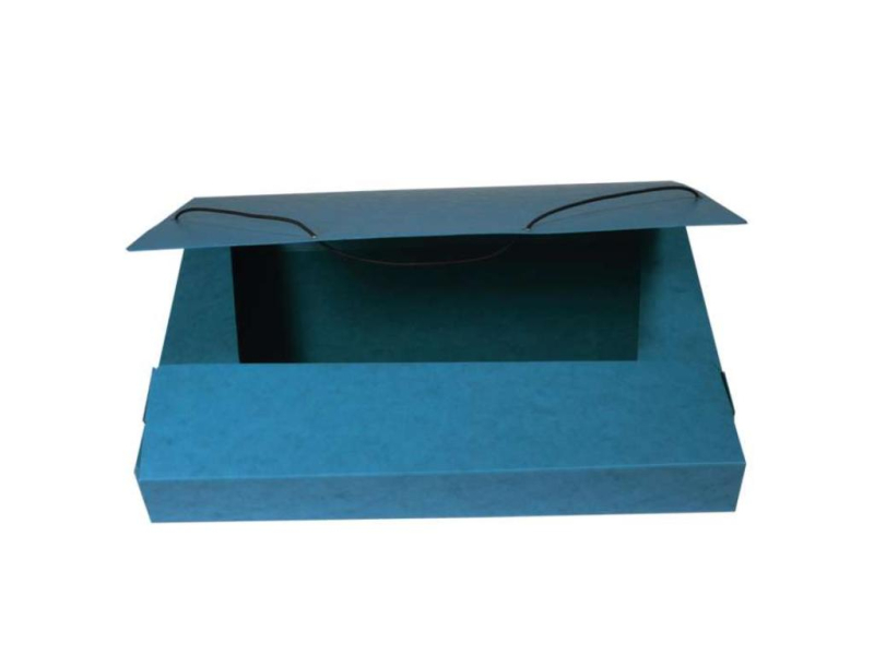 Box na spisy A4, s gumičkou, prešpán, modrá