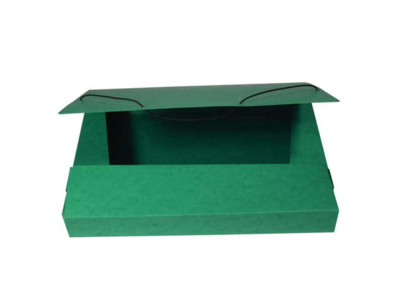 Box na spisy A4, s gumičkou, prešpán, zelená