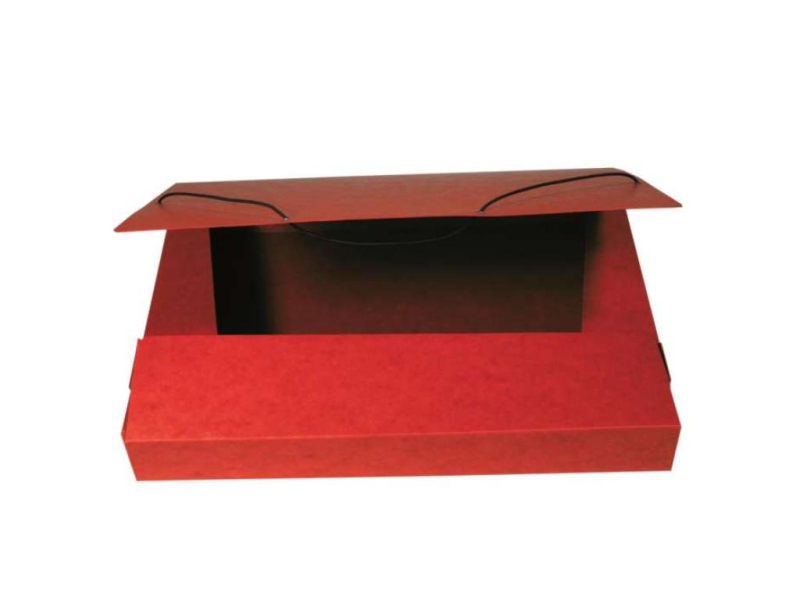 Box na spisy A4, s gumičkou, prešpán, červená