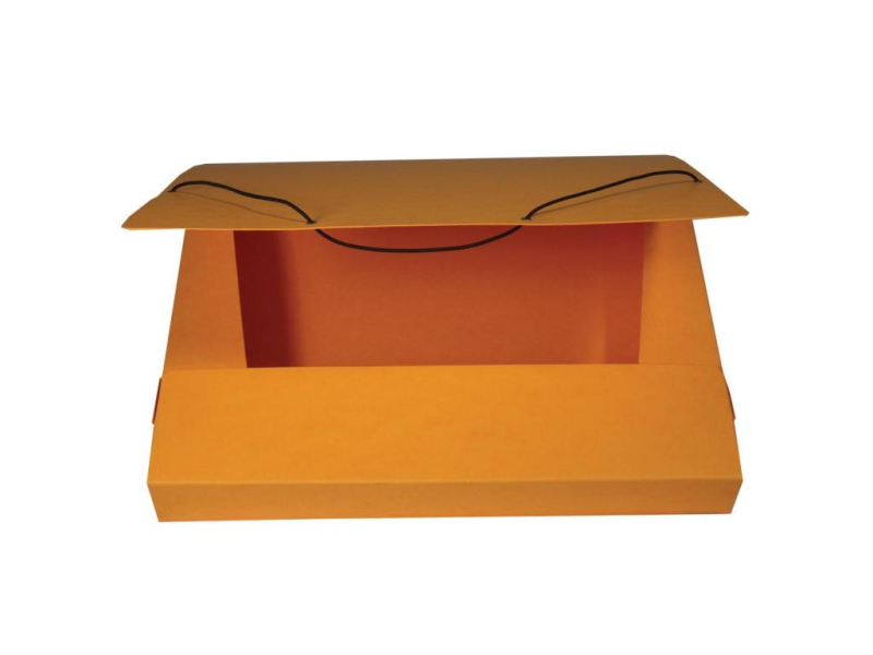 Box na spisy A4, s gumičkou, prešpán, oranžová