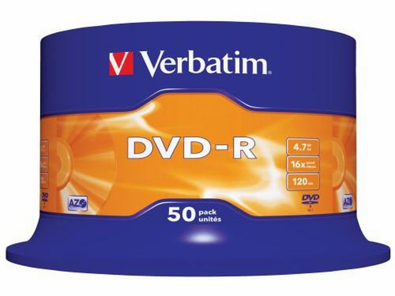 DVD-R 4,7 GB, 50 kusů v boxu, Verbatim
