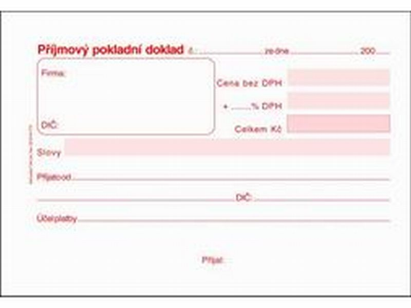 Příjmový pokladní doklad, samopropisovací, PT020, Baloušek