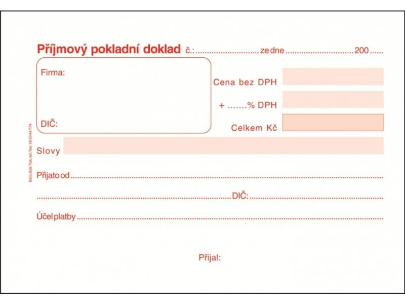 Příjmový pokladní doklad, číslovaný, samopropisovací, PT022Baloušek