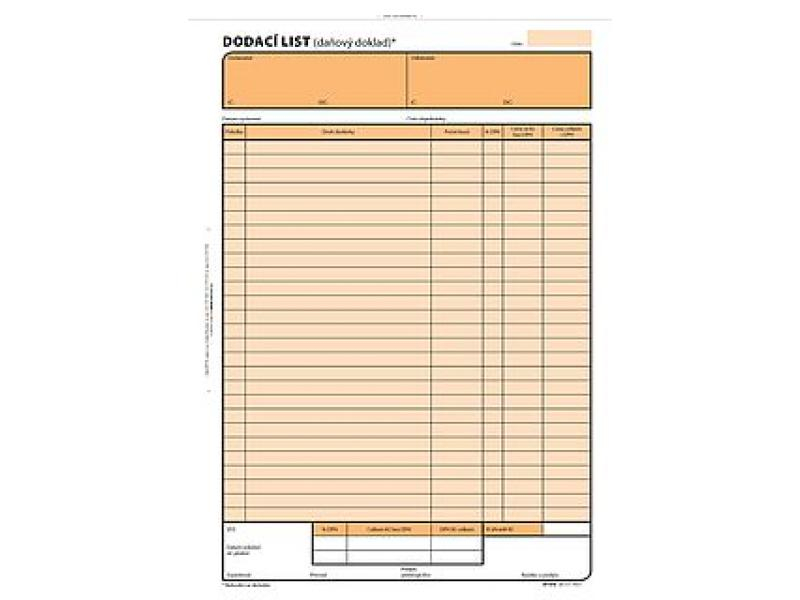 Dodací listy A4 s DPH, propisovací, Optys