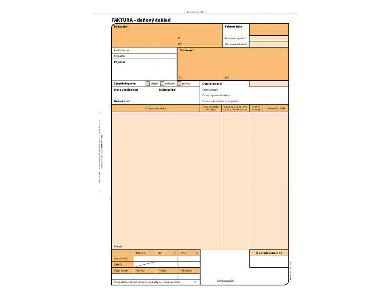 Faktura A4 s DPH, samopropisovací, Optys