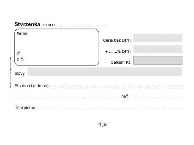 Stvrzenka A6, samopropisovací, PT070, Baloušek