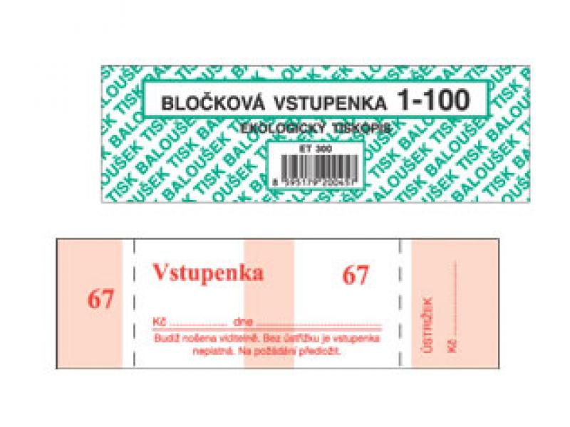 Vstupenka blok, 1 - 100, ET300, Baloušek