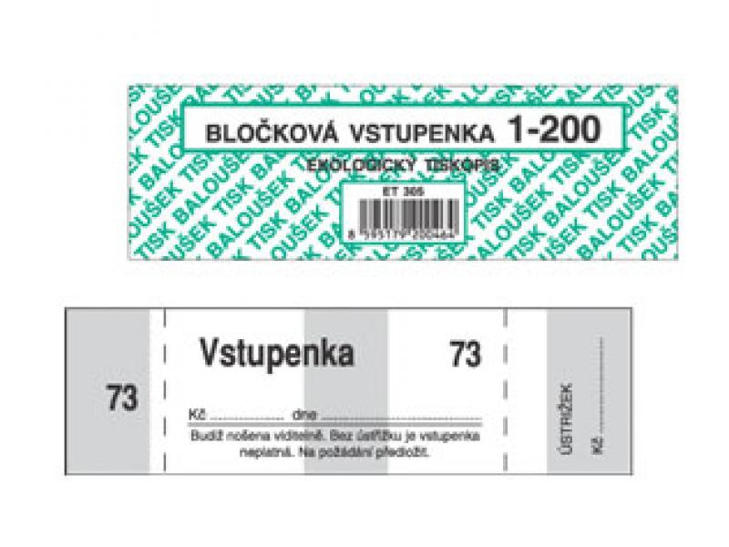 Vstupenka blok, 1 - 200, ET305, Baloušek