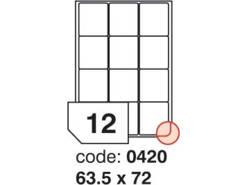 Etikety A4, 63,5 x 72 mm, bílá