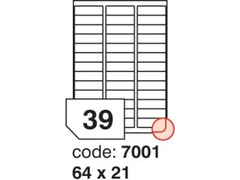 Etikety A4, 64 x 21 mm, bílá