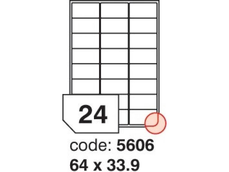 Etikety A4, 64 x 33,9 mm, bílá