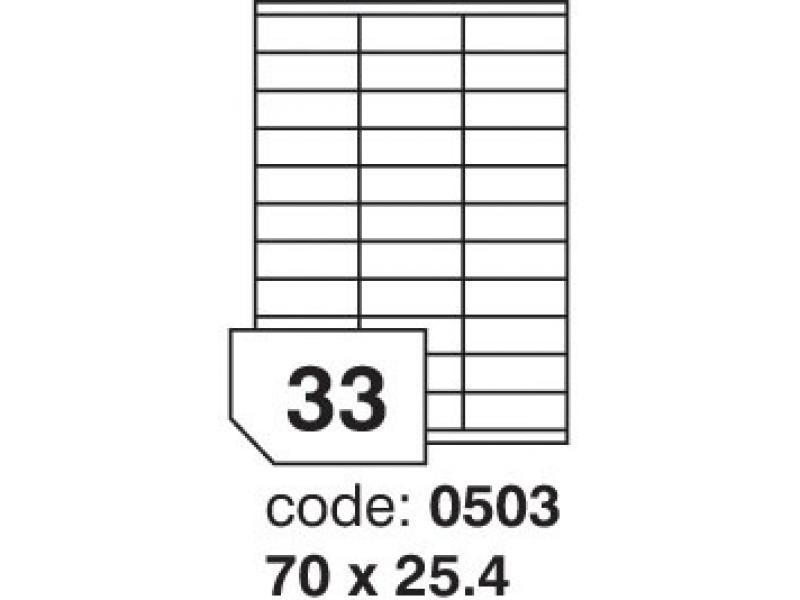 Etikety A4, 70 x 25,4 mm, bílá