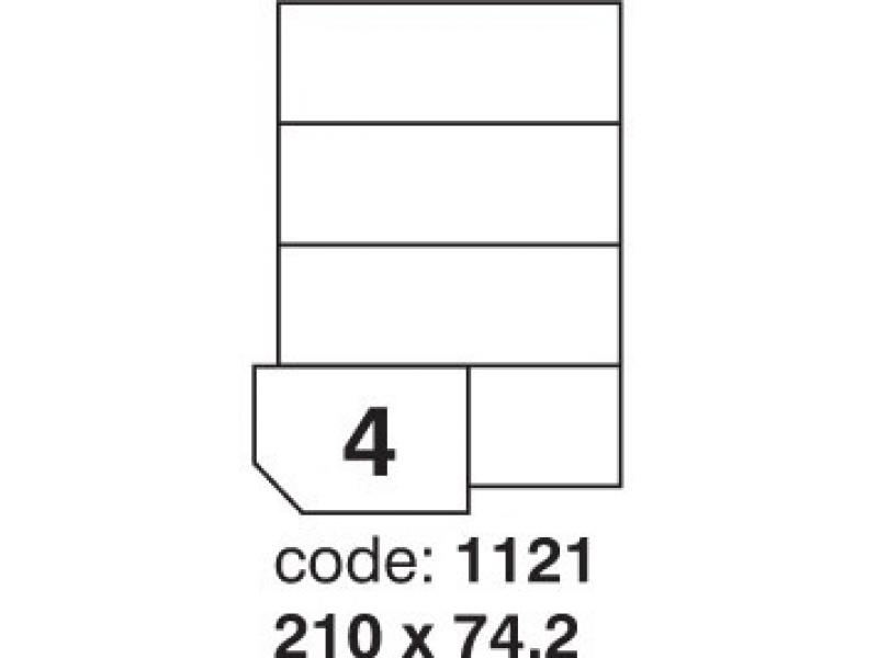 Etikety A4, 210 x 74,2 mm, bílá