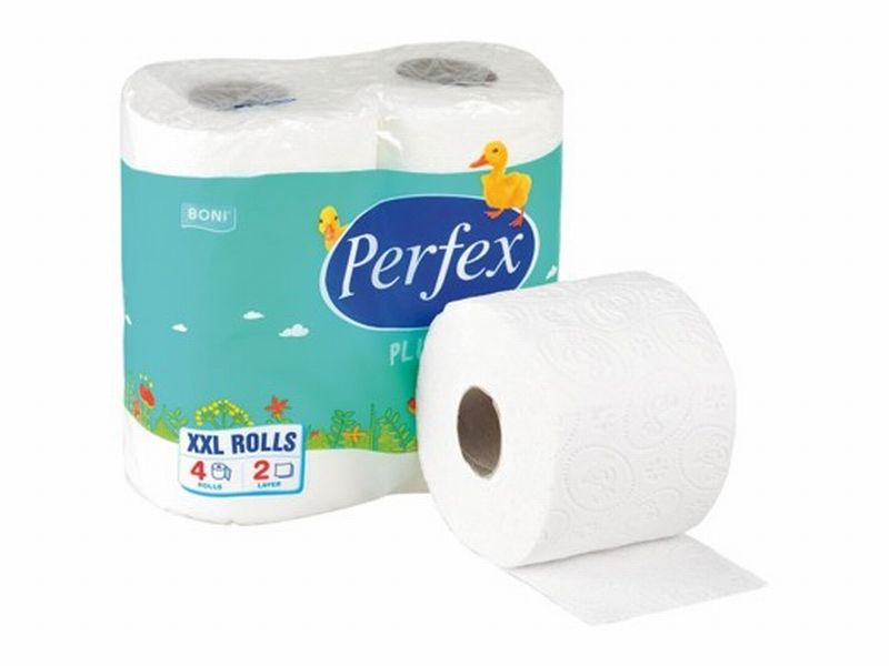 Toaletní papír, 2 vrstvý, 150 útržků, 4 role, Perfex Plus