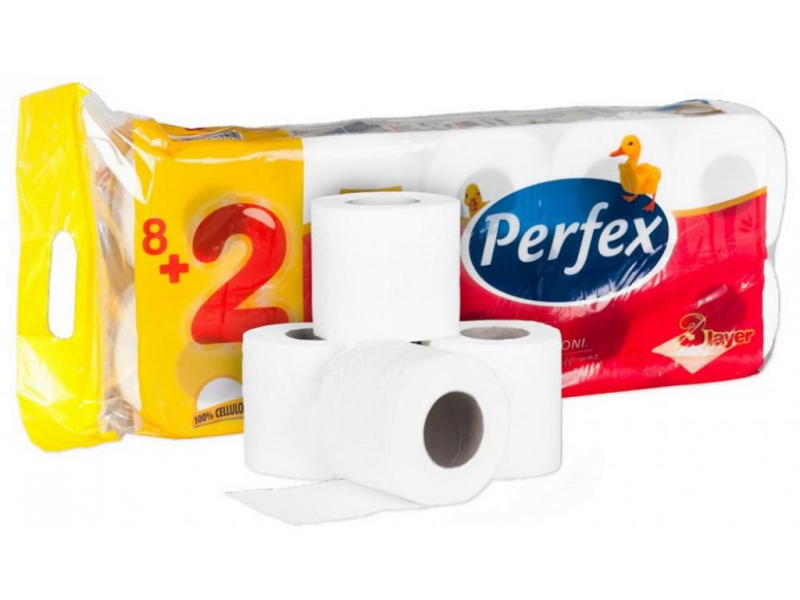 Toaletní papír, 3 vrstvý, 120 útržků, 10 rolí, Perfex