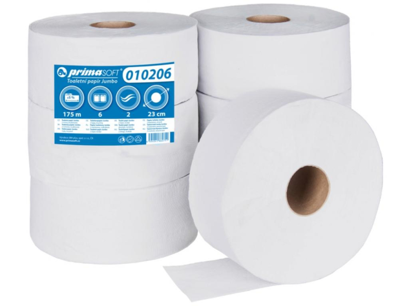 Toaletní papír Jumbo, průměr 240 mm, 2 vrstvý, 75% bělost